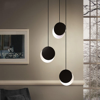 Nordic Creative Circle Moon Rotatable 1-Light LED Pendant Light