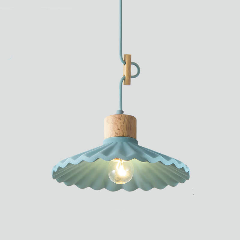 Modern Macaron Cement Scalloped Shade 1-Light Pendant Light