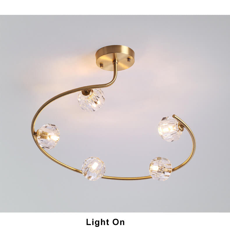 Simple Crystal Ball 2-5 Light 3 Color Changeable LED Semi-Flush Mount Lighting