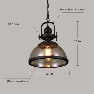 Retro Glass Shade 1-Light Single Dome  Pendant Light