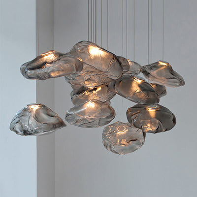 Modern Shaped Glass 1-Light Cloud Suspension Pendant Light