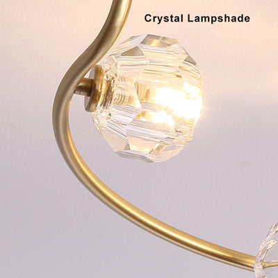 Simple Crystal Ball 2-5 Light 3 Color Changeable LED Semi-Flush Mount Lighting