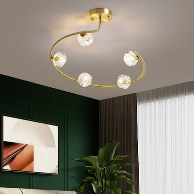 Simple Crystal Ball 2-5 Light 3 Color Changeable LED Semi-Flush Mount Lighting