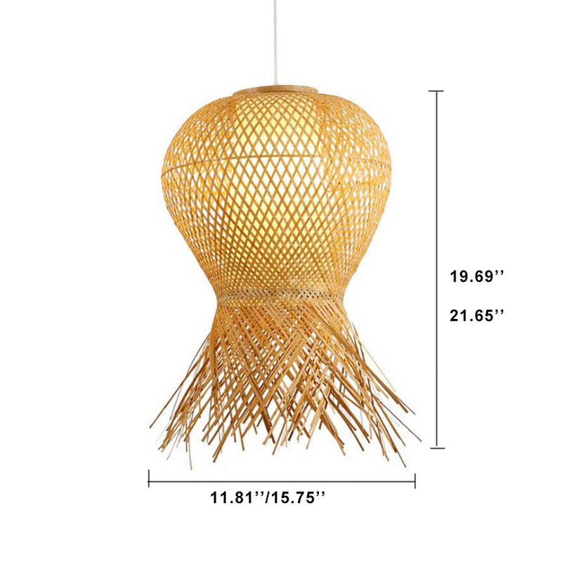 Modern Bamboo Weaving Nest 1-Light Globe Pendant Light