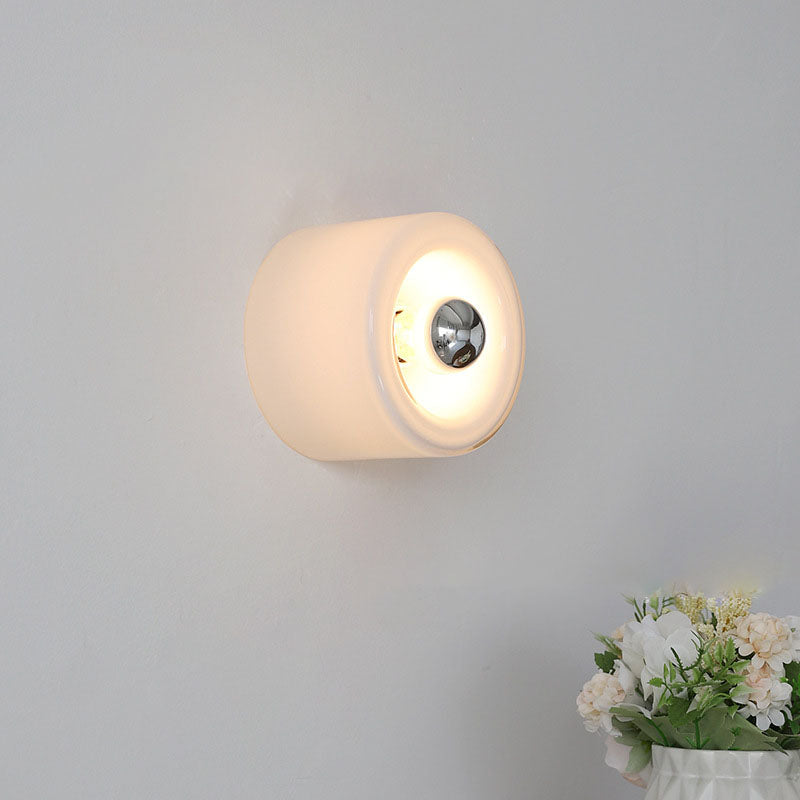 Modern Light Luxury Cylindrical Iron Glass 1-Light Wall Sconce Lamp