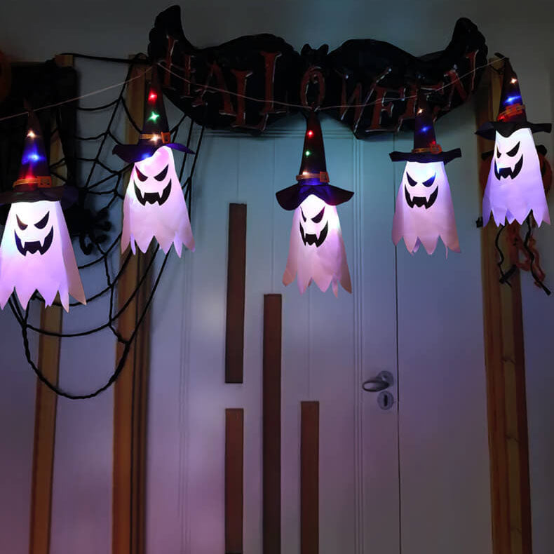 Halloween Ghost Wizard Hat Color Light Fabric 1/5 Light Battery USB LED String Light