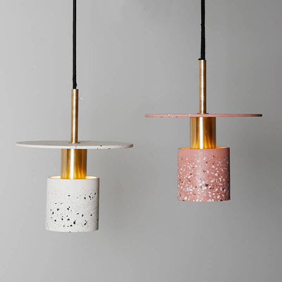 Nordic Terrazzo Cylinder Shape 1-Light Pendant Light