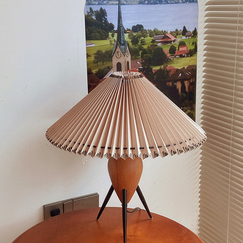 Vintage Bucket Pleated 1-Light Standing Table Lamp