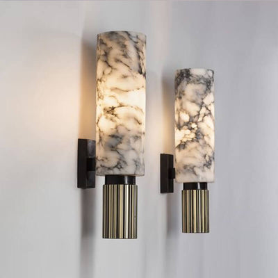 Moderne kreative zylindrische Wandleuchte mit 1 LED-Licht aus Marmor 