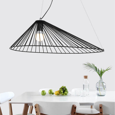 Nordic Black Metal 1-Light Wire Hat Shade Pendant Light