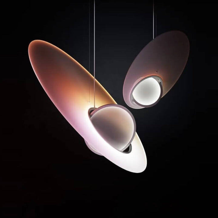 Luminaire suspendu artistique à 1 lumière DEL en acrylique Saturn Galaxy Satellite 