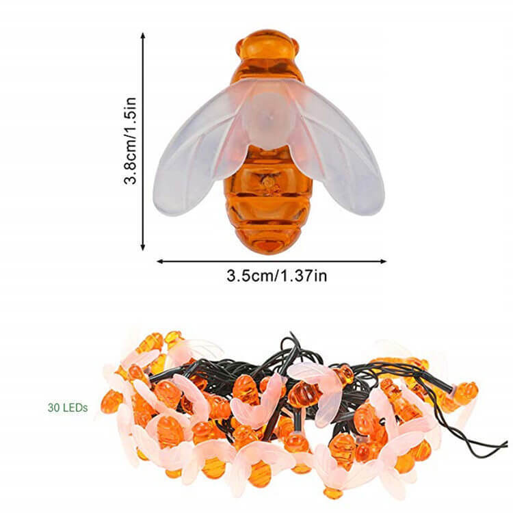 Lumières LED Étanches Solaires Extérieures Abeilles Décoration de Fête Festival Guirlande Lumineuse 