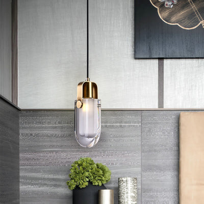 Modern 1-Light Barrel Crystal LED Pendant Light