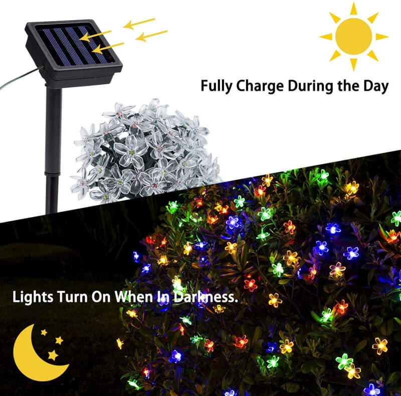 La ficelle solaire LED Sakura allume les lumières féeriques extérieures imperméables de fleur 