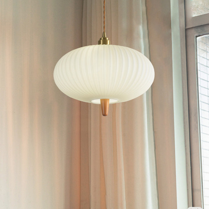 Moderne Glasschirm Japanischer Stil Retro 1-Licht Pendelleuchte 