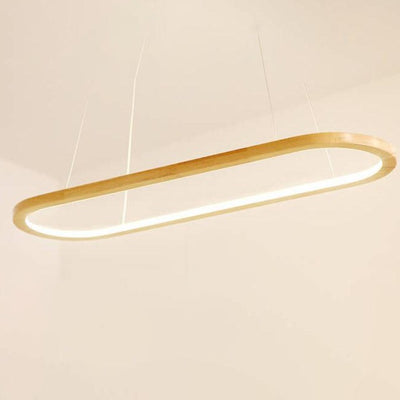 Moderne, minimalistische, lineare, runde, 1-flammige LED-Kronleuchter aus Holz 