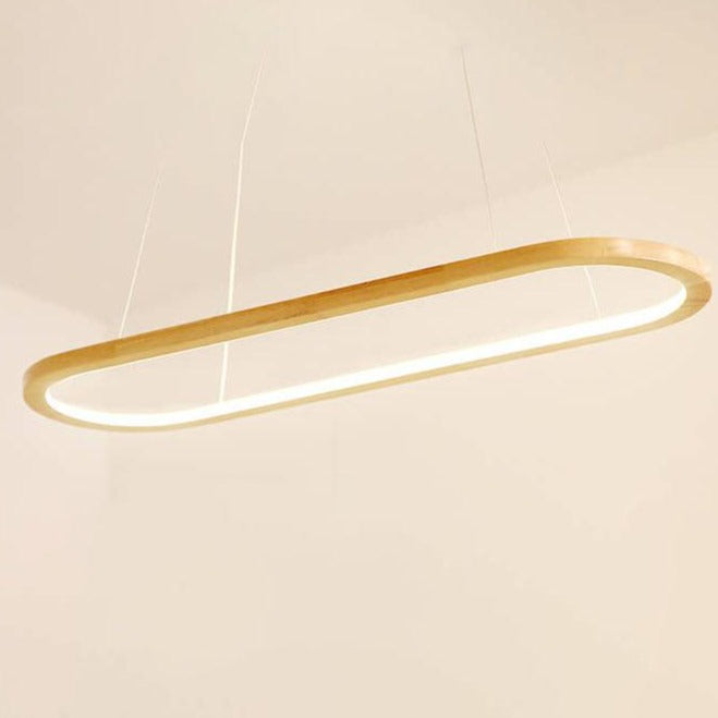 Modern Minimalist Wooden Linear Round 1-Light LED Chandeliers