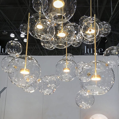 Modern Atom Mickey Head Bubble Glass Ball 1-Light LED Pendant Light
