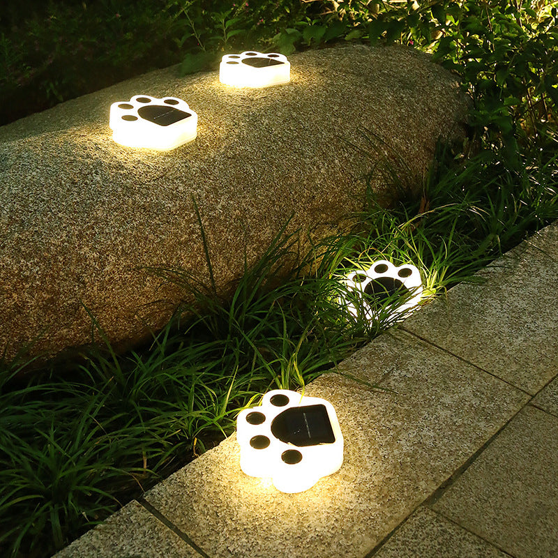 Luz enterrada de jardín de césped redonda LED solar para exteriores en forma de pata de oso 