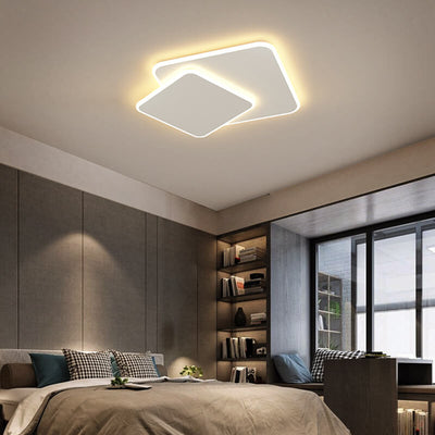 إضاءة مثبتة على السقف LED بلمسة نهائية بيضاء قابلة للتغيير بمصباح واحد ومربعين تصميم بسيط 