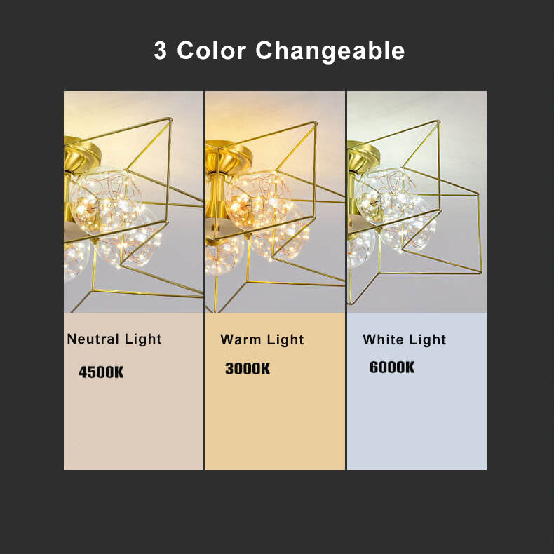 Modern Pentagram 1-5 Light 3 Color Changeable LED Semi-Flush Mount Lighting