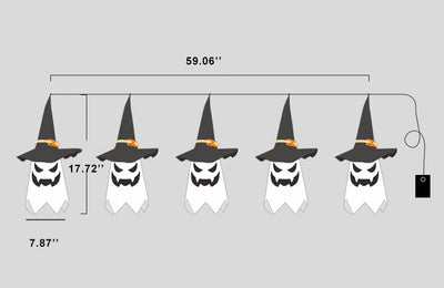 Halloween Ghost Wizard Hat Color Light Fabric 1/5 Light Battery USB LED String Light