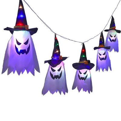 Halloween Ghost Wizard Hat Color Light Fabric 1/5 Light Battery USB LED String Light