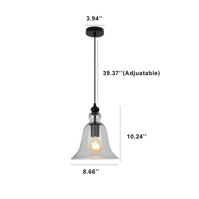 Industrial Glass 1-Light Bell Pendant Light