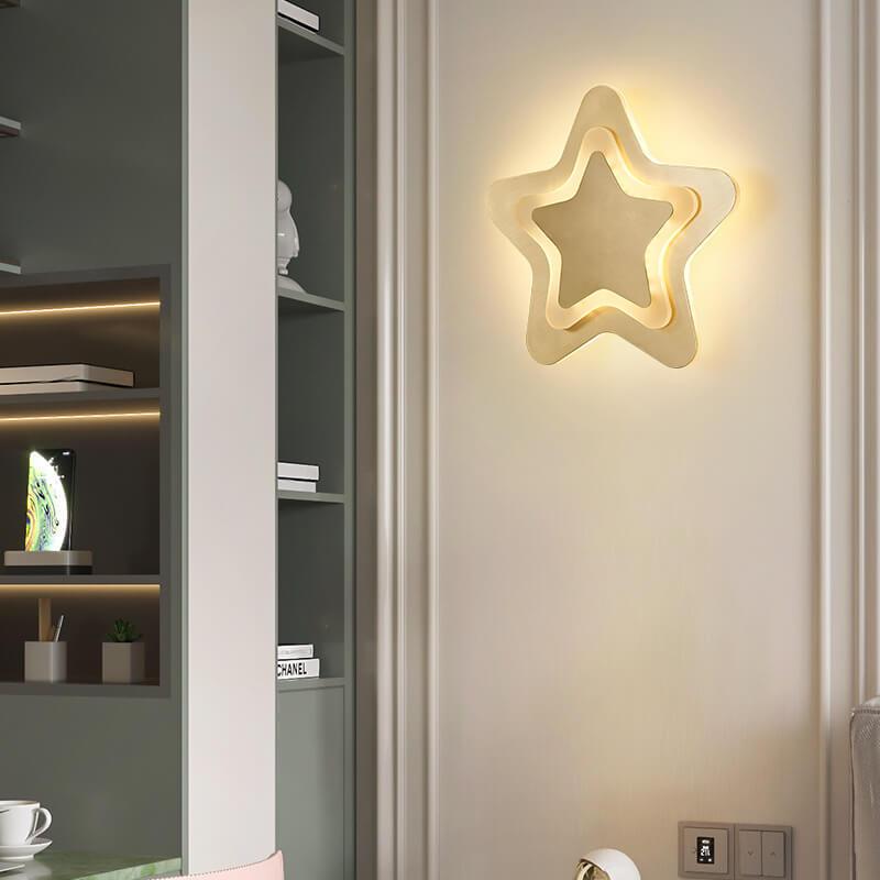 Modern 1-Light Pentagram Shade Star LED Sconce Lamp