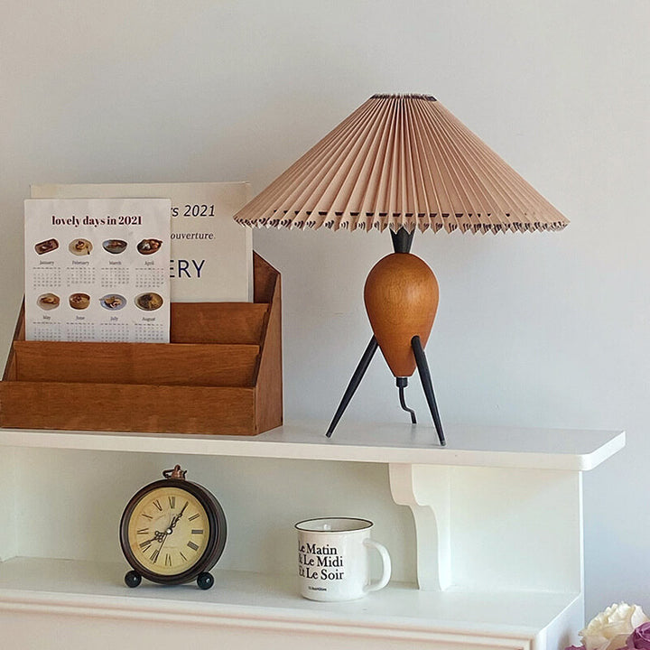 Vintage Bucket Plissee 1-Licht Stehende Tischlampe 