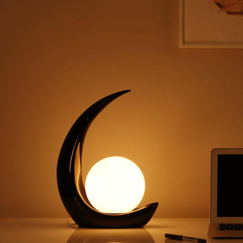 Creative Crescent Night Resin 1-Light Table Lamps