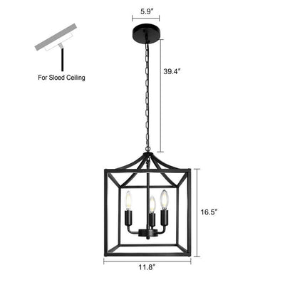 Cottage 3-Light Lantern Geometric LED Chandelier