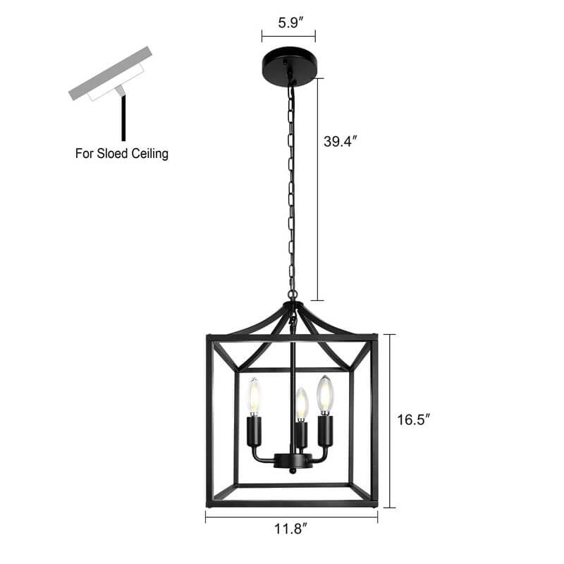 Cottage 3-Light Lantern Geometric LED Chandelier