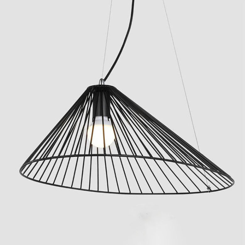 Nordic Black Metal 1-Light Wire Hat Shade Pendant Light