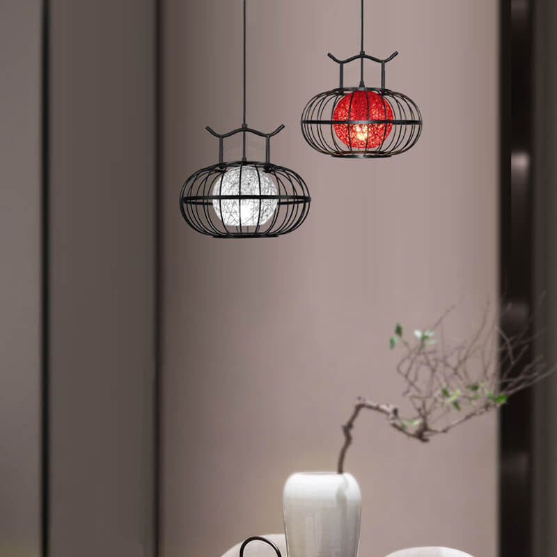Chinese Elements Lantern 1-Light Pendant Light