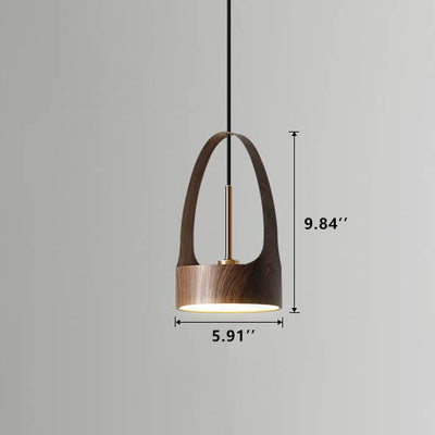 Modern Wood Grain Handle 1-Light  LED Pendant Light