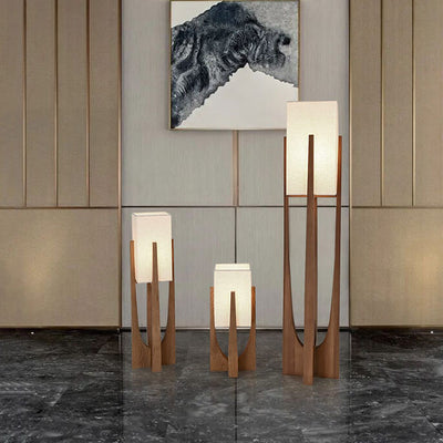 Modern Fabric Solid Wood 1-Light Standing Floor Lamps