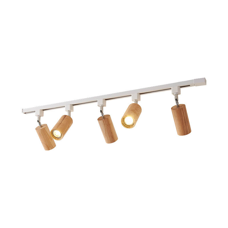 Nordic Wooden Track Lighting 1/5- Light LED Flush Mount Ceiling Light
