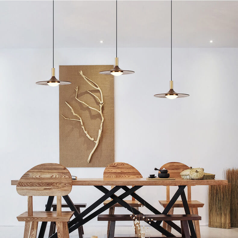 Modern Black Walnut LED Pendant Light