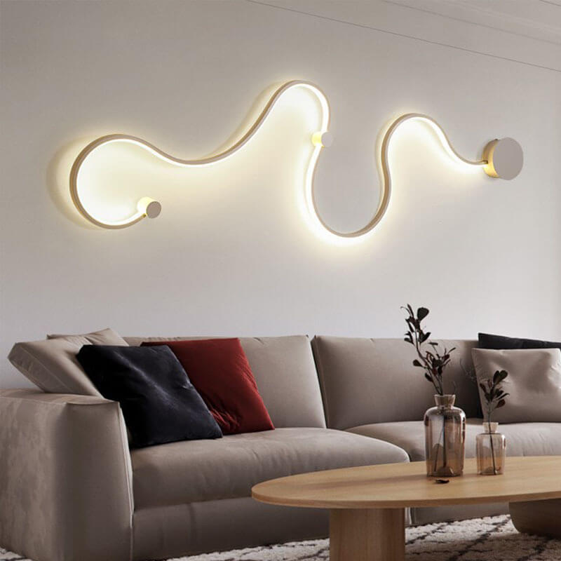 Modern Long Aluminum Snake Shaped 1 Light Curved LED Wall Sconce Lamp BulbSquare