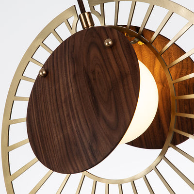 Modern Creative Walnut Metal Disc 1-Light Pendant Light