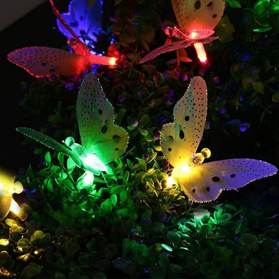 Solar Butterfly 12/20 Lights LED Outdoor Waterproof String Lights