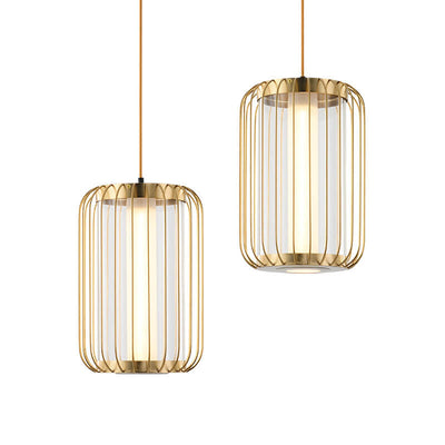 Modern Gold Lantern Shape 1-Light New Chinese Style Pendant Light