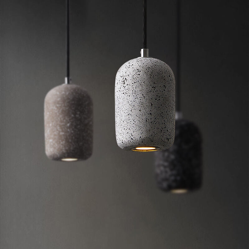 Suspension LED en ciment cylindrique moderne en terrazzo 