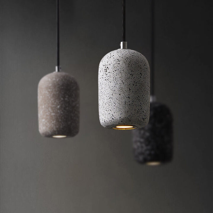 Suspension LED en ciment cylindrique moderne en terrazzo 