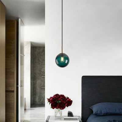 Modern Colored Water Glass Orb 1-Light Pendant Light