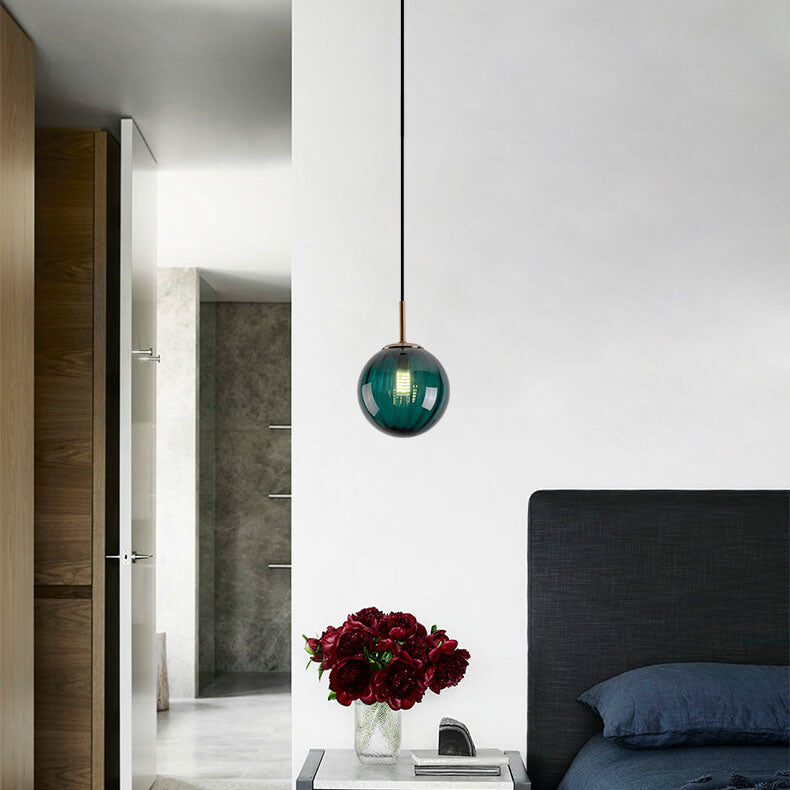 Modern Colored Water Glass Orb 1-Light Pendant Light
