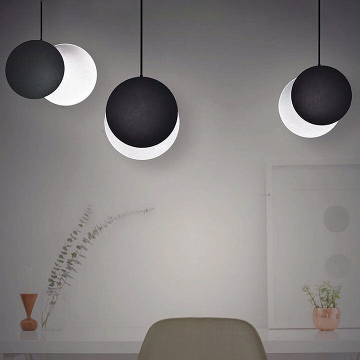 Nordic Creative Circle Moon Rotatable 1-Light LED Pendant Light