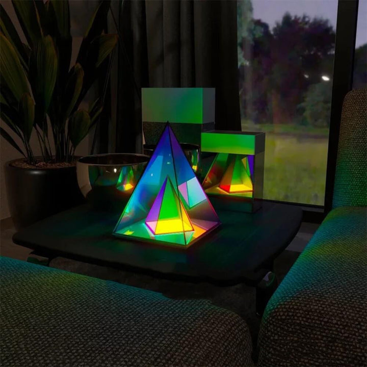 Magischer Würfel Box Dreieck Acryl Farbe LED Tischlampe 