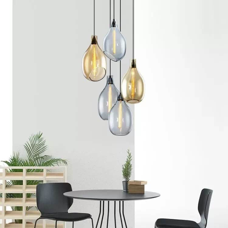 Modern Minimalist Oval Bottle Glass 1-Light Pendant Light